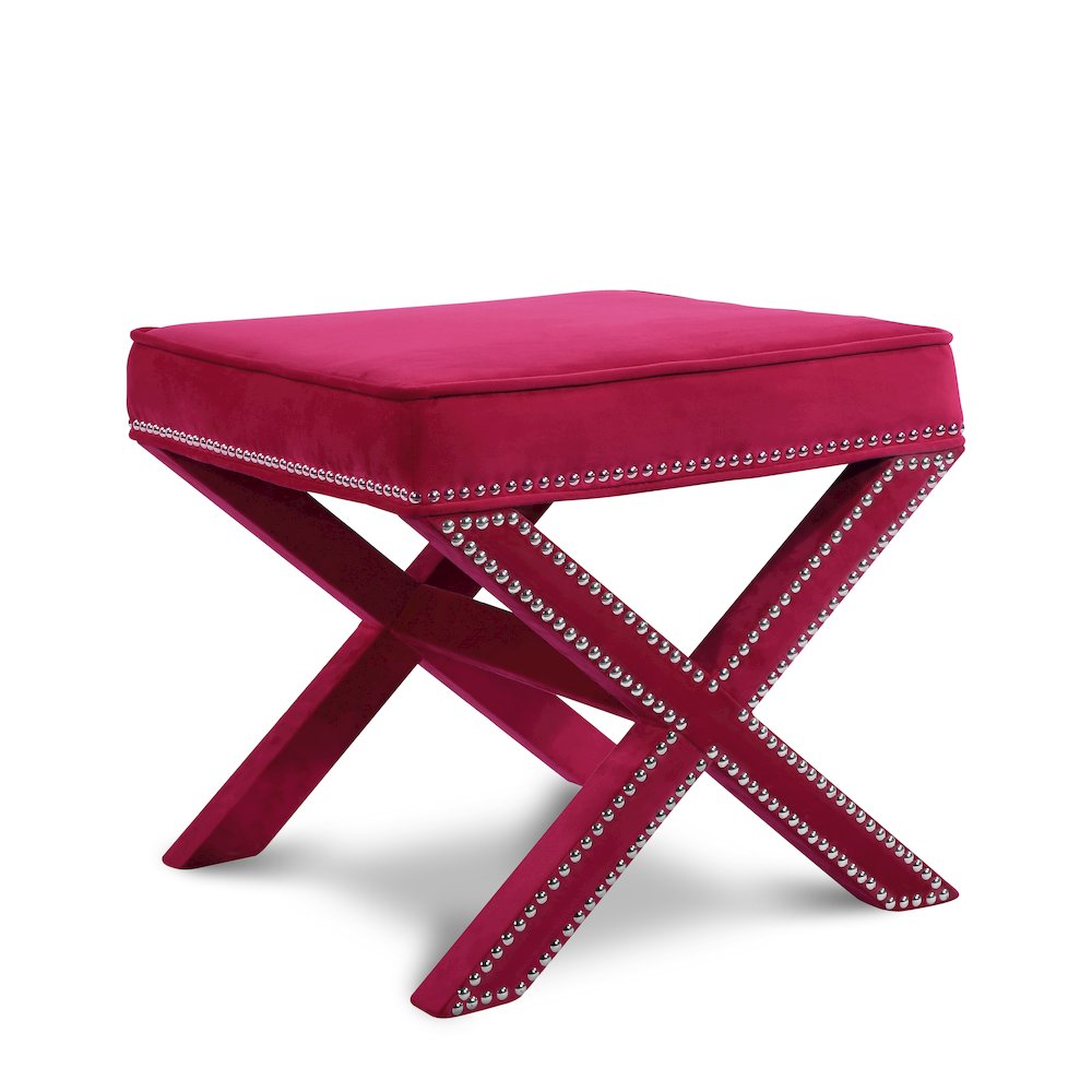 Nixon Pink Velvet Ottoman/Bench. Picture 1