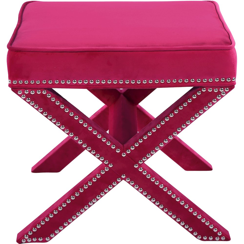 Nixon Pink Velvet Ottoman/Bench. Picture 3