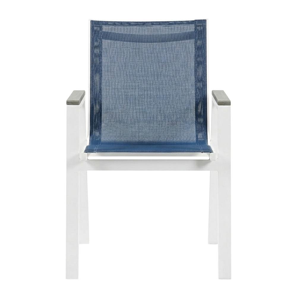 Navy Mesh Fabric Outdoor Armchair Set Of 2 With Contemporary Style. Picture 4