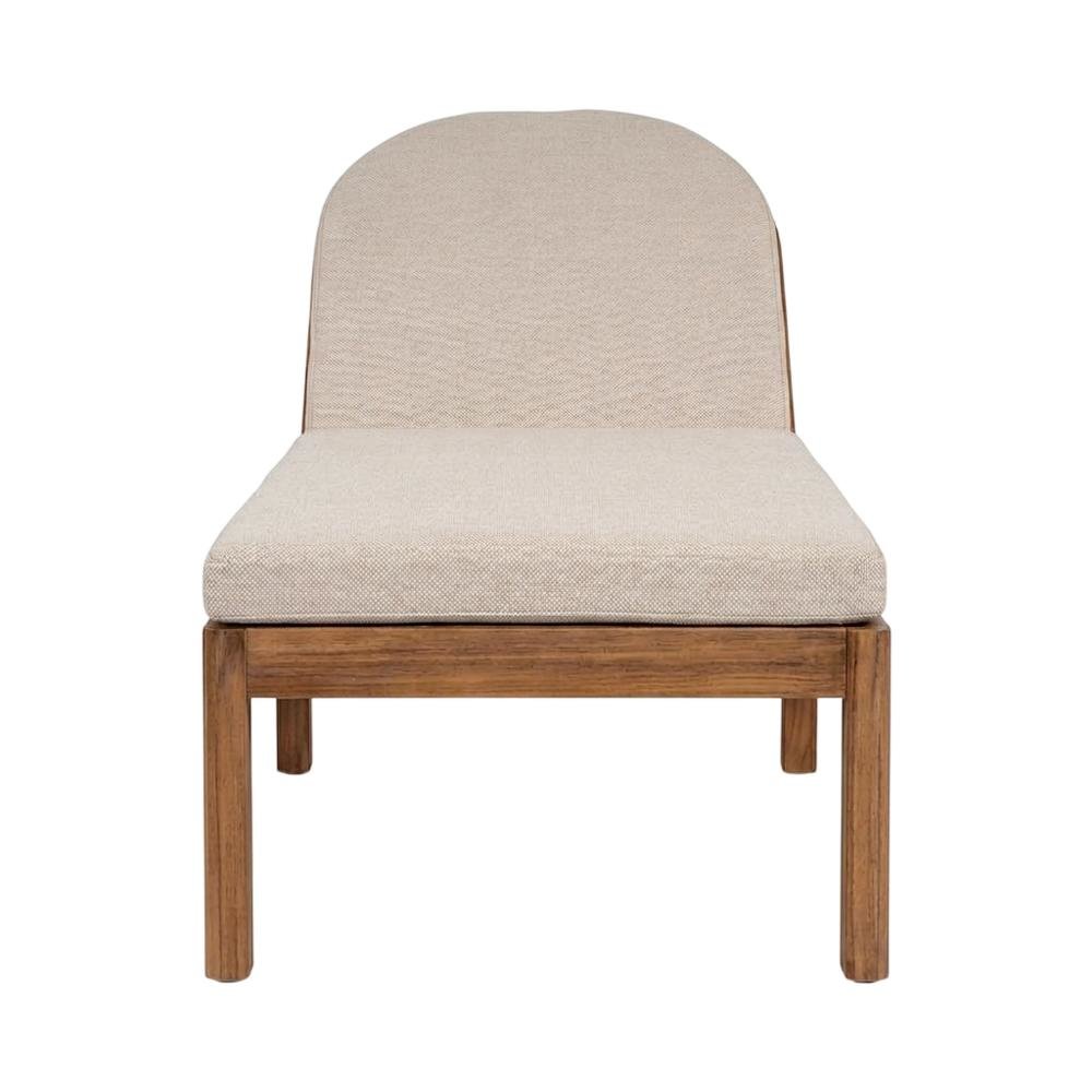 Contemporary Beige Fabric Outdoor Lounge Chair With Cushioned Seat. Picture 4