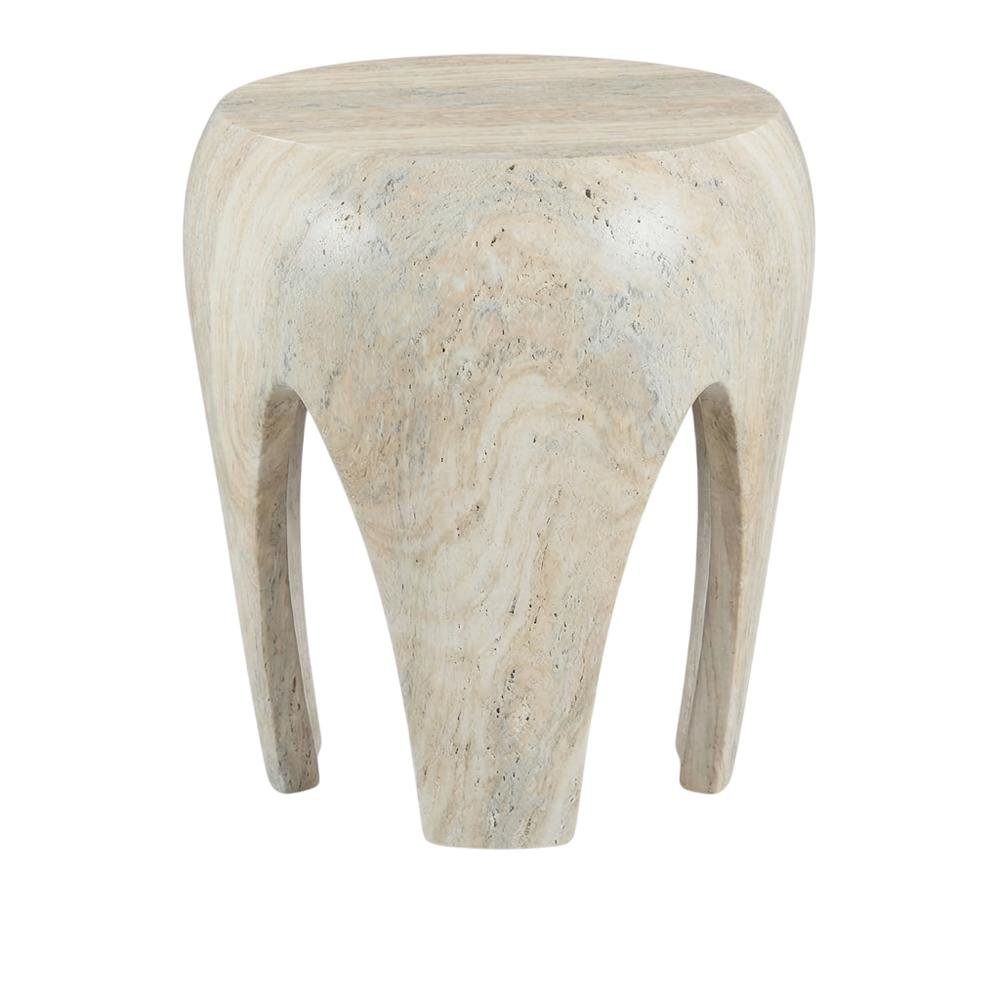 Concrete And Fiberglass Indoor/Outdoor Round End Table With Art Deco Style. Picture 1