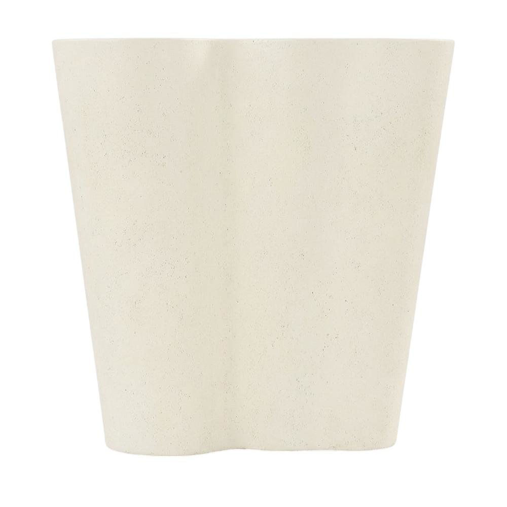 Cream Concrete And Fiberglass Indoor Outdoor End Table With Art Deco Style. Picture 4