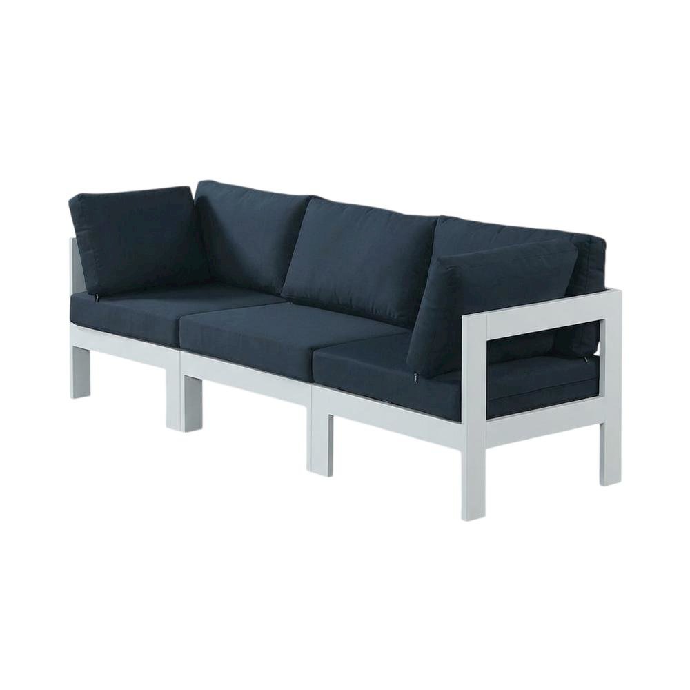 Navy Fabric Outdoor Patio Modular Sofa For Contemporary Living. Picture 1