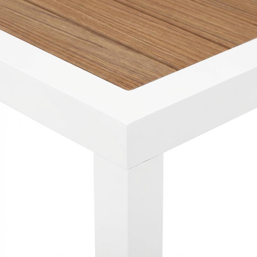 Outdoor Patio End Table With Brown Wood-Look Finish And Contemporary Style. Picture 6