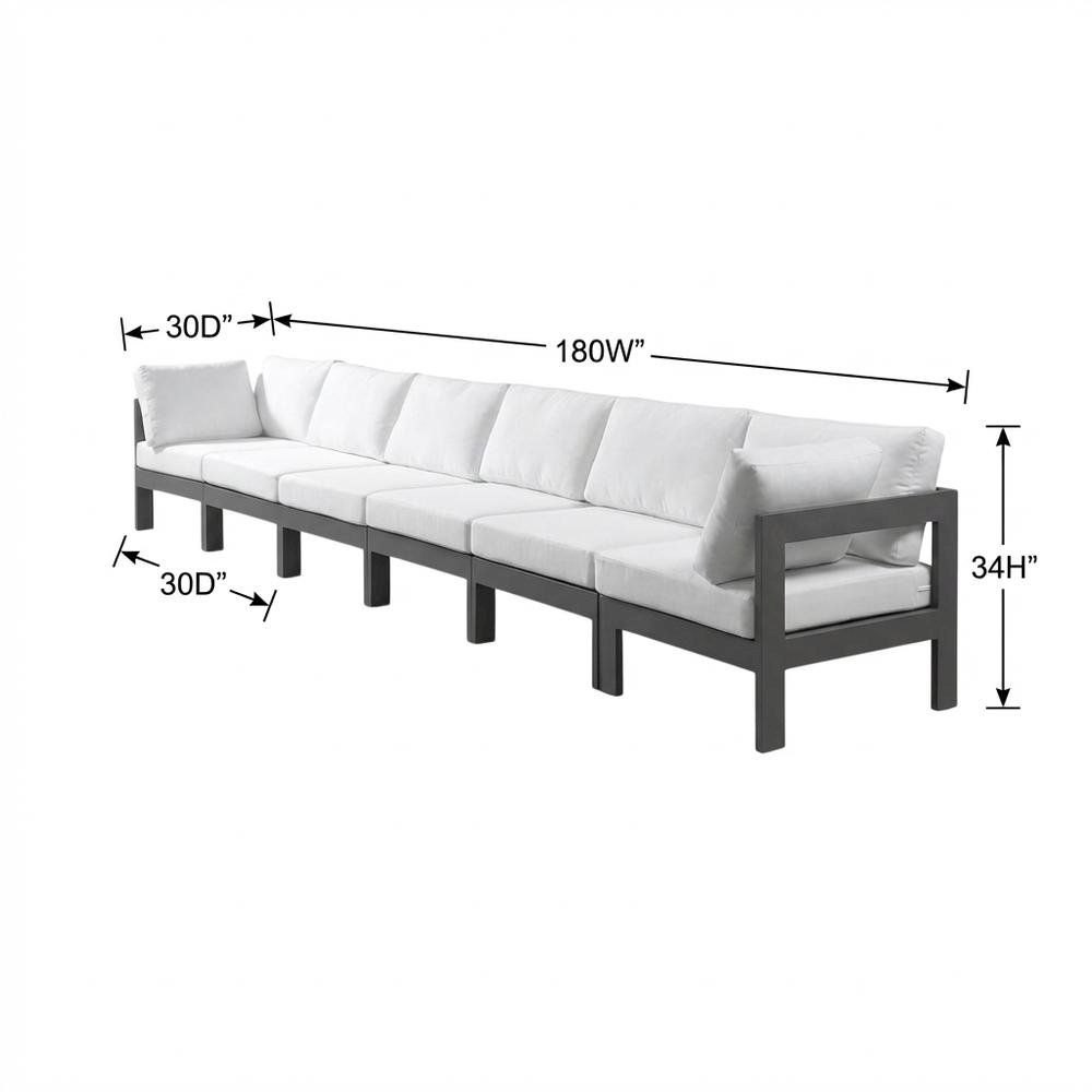 White Fabric Outdoor Patio Modular Sofa, Contemporary Style, Cushioned Seating. Picture 7