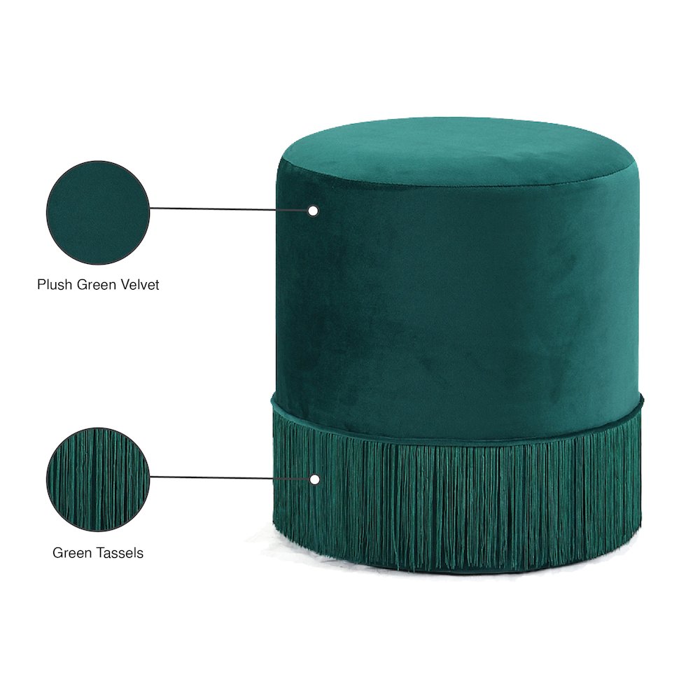 Teddy Green Velvet Ottoman/Stool. Picture 4