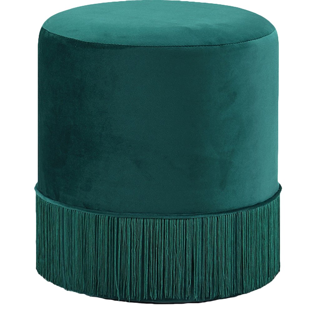 Teddy Green Velvet Ottoman/Stool. Picture 1