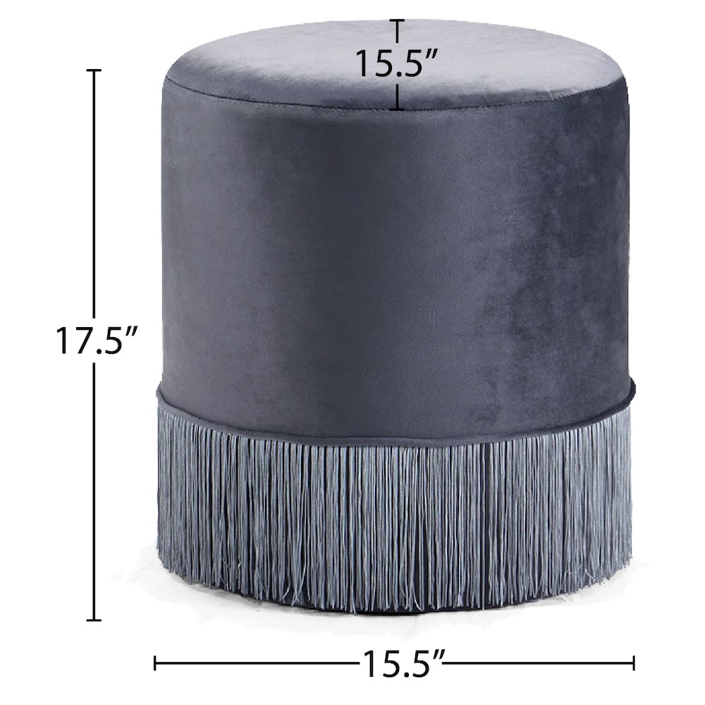 Teddy Grey Velvet Ottoman/Stool. Picture 3