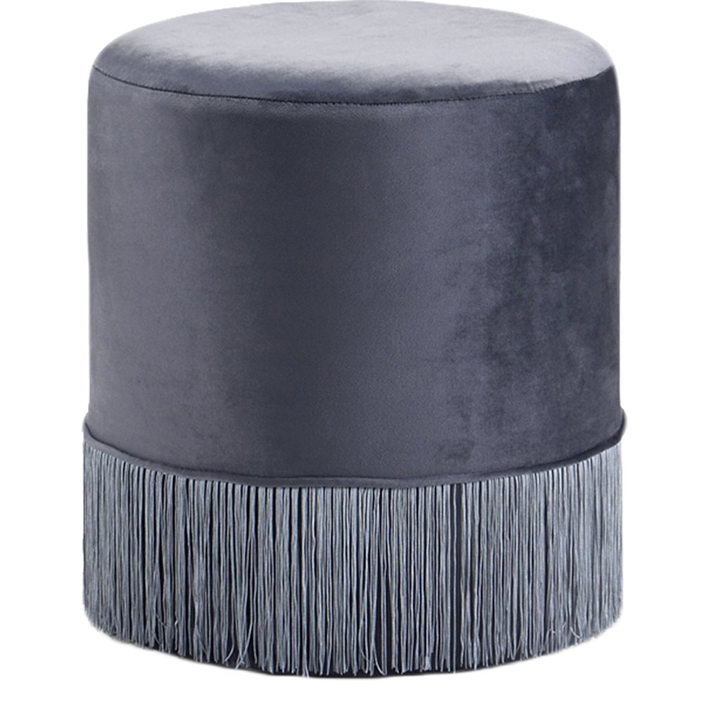 Teddy Grey Velvet Ottoman/Stool. Picture 1