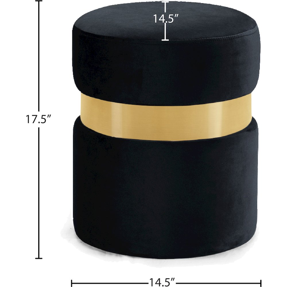 Hailey Black Velvet Ottoman/Stool. Picture 3