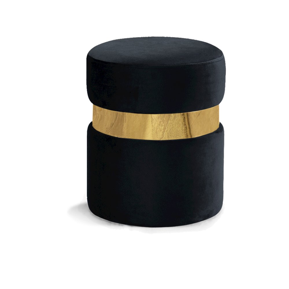 Hailey Black Velvet Ottoman/Stool. Picture 1