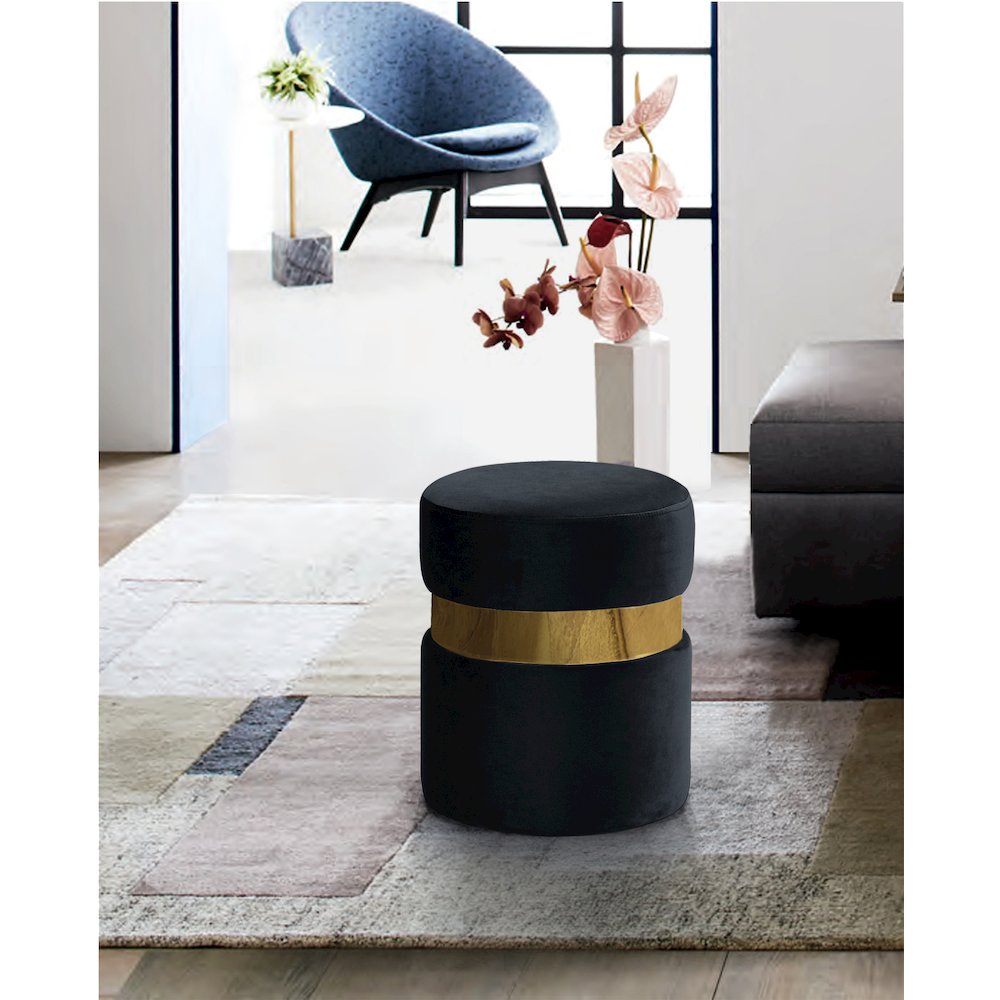 Hailey Black Velvet Ottoman/Stool. Picture 2