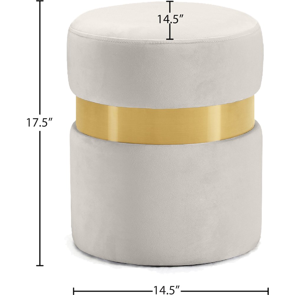 Hailey Cream Velvet Ottoman/Stool. Picture 3