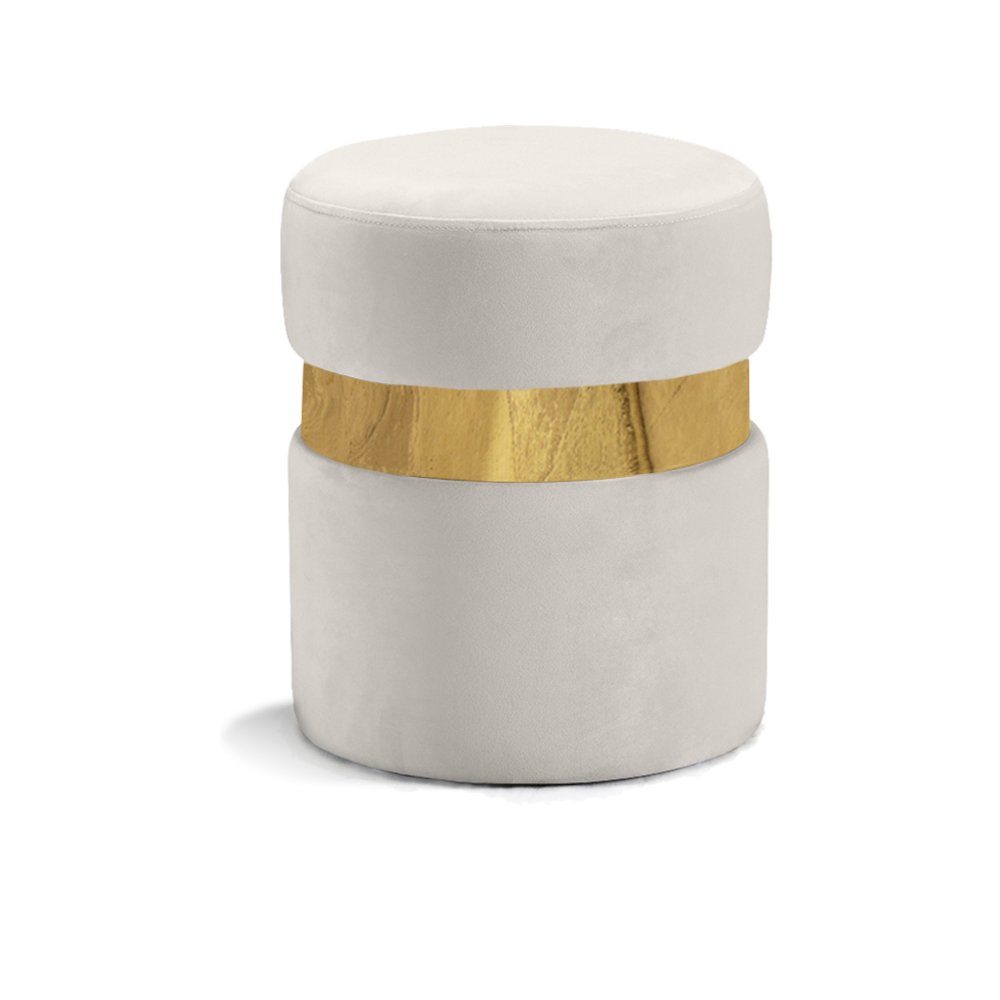 Hailey Cream Velvet Ottoman/Stool. Picture 1