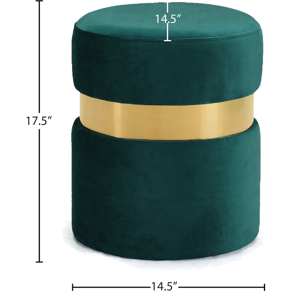 Hailey Green Velvet Ottoman/Stool. Picture 3