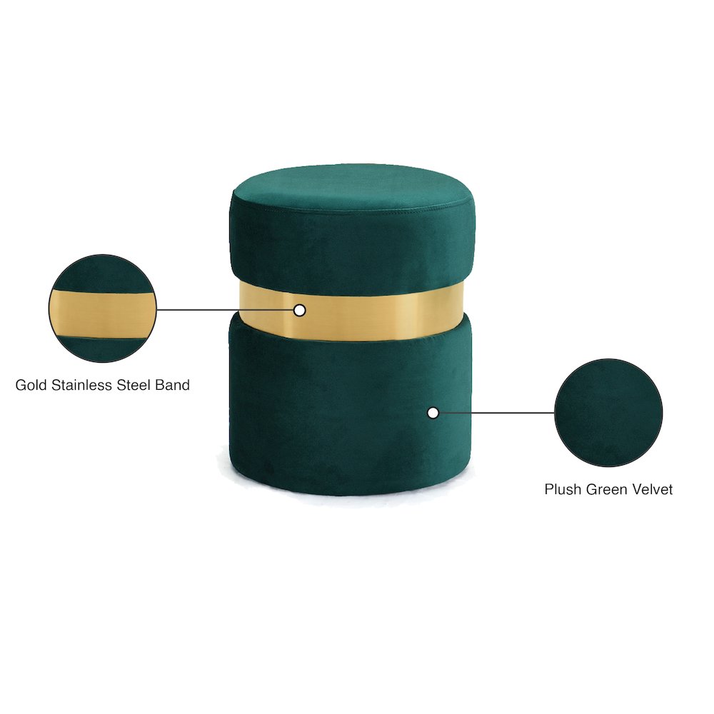 Hailey Green Velvet Ottoman/Stool. Picture 4