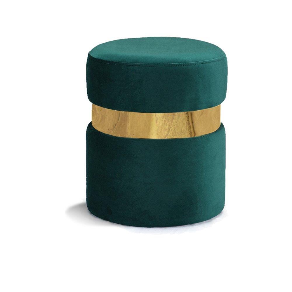 Hailey Green Velvet Ottoman/Stool. Picture 1