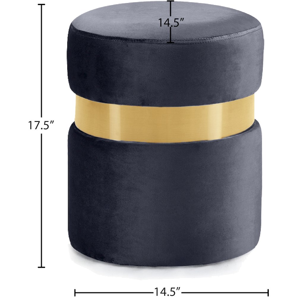 Hailey Grey Velvet Ottoman/Stool. Picture 3
