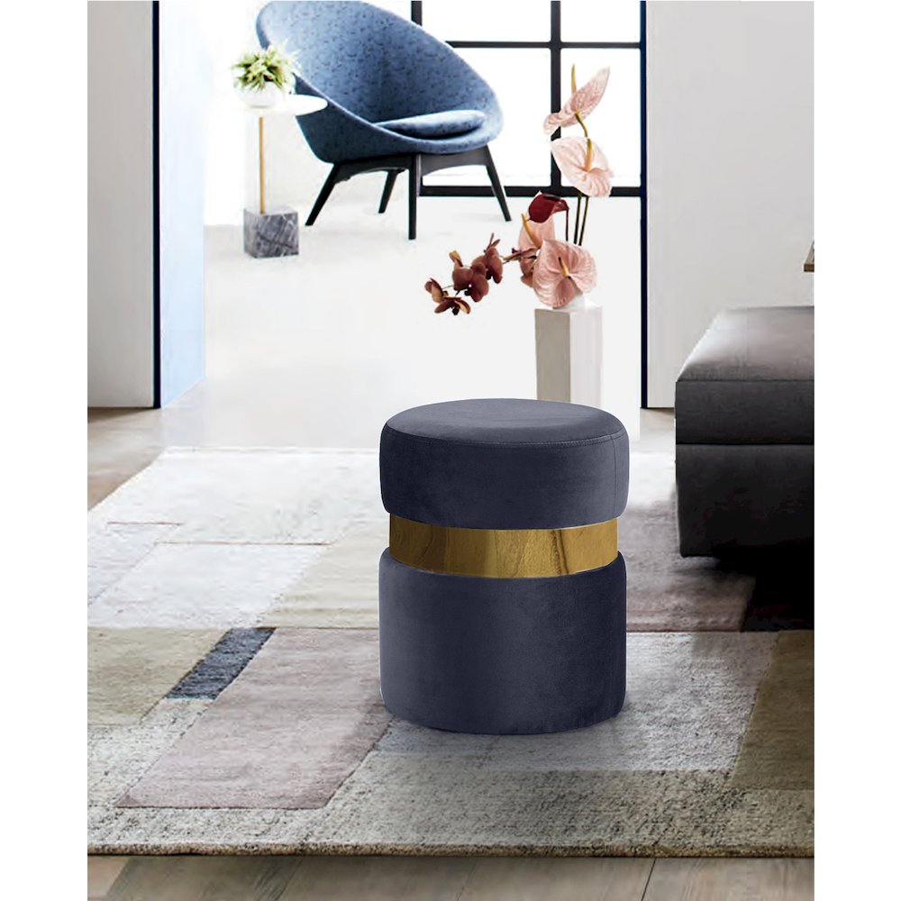 Hailey Grey Velvet Ottoman/Stool. Picture 2