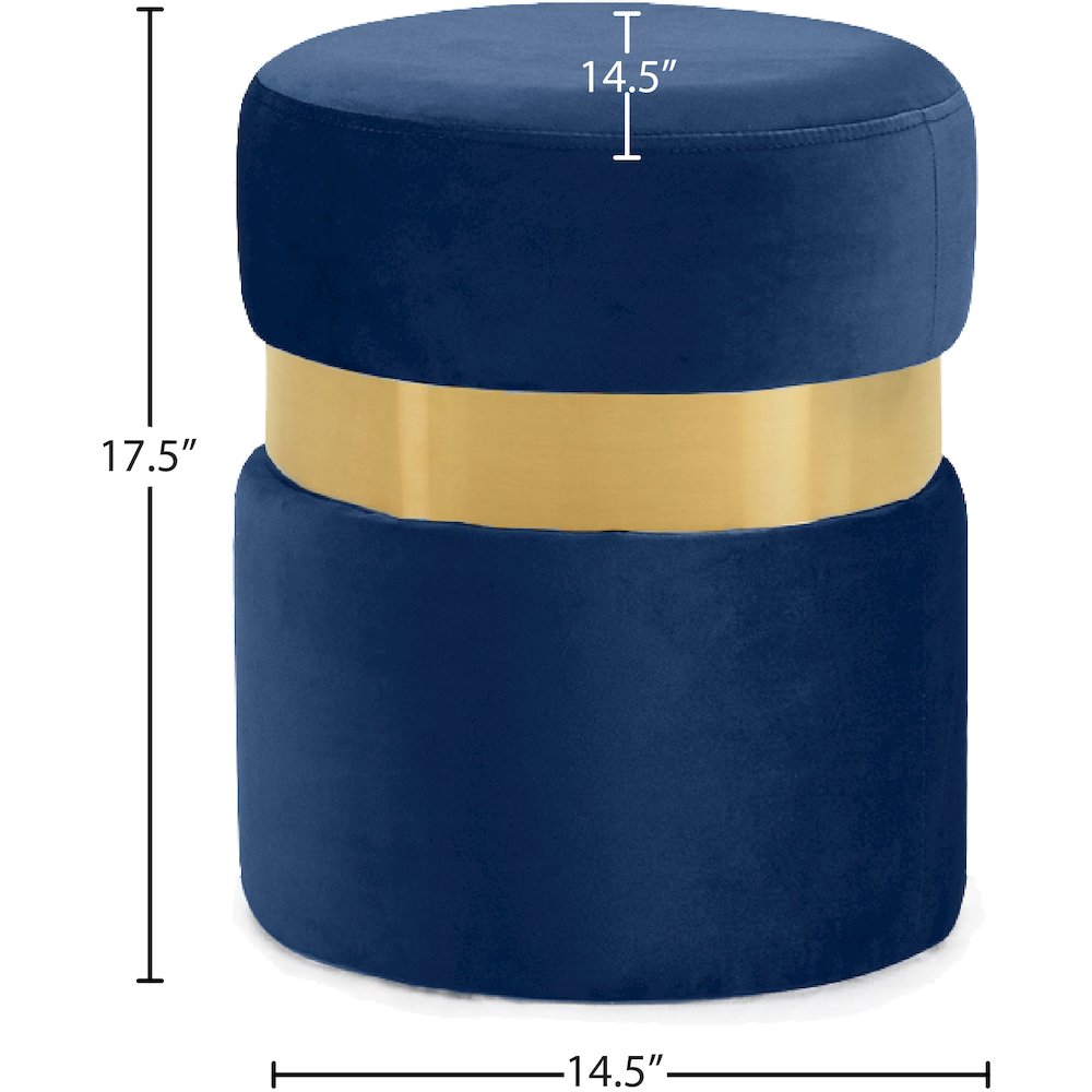 Hailey Navy Velvet Ottoman/Stool. Picture 3