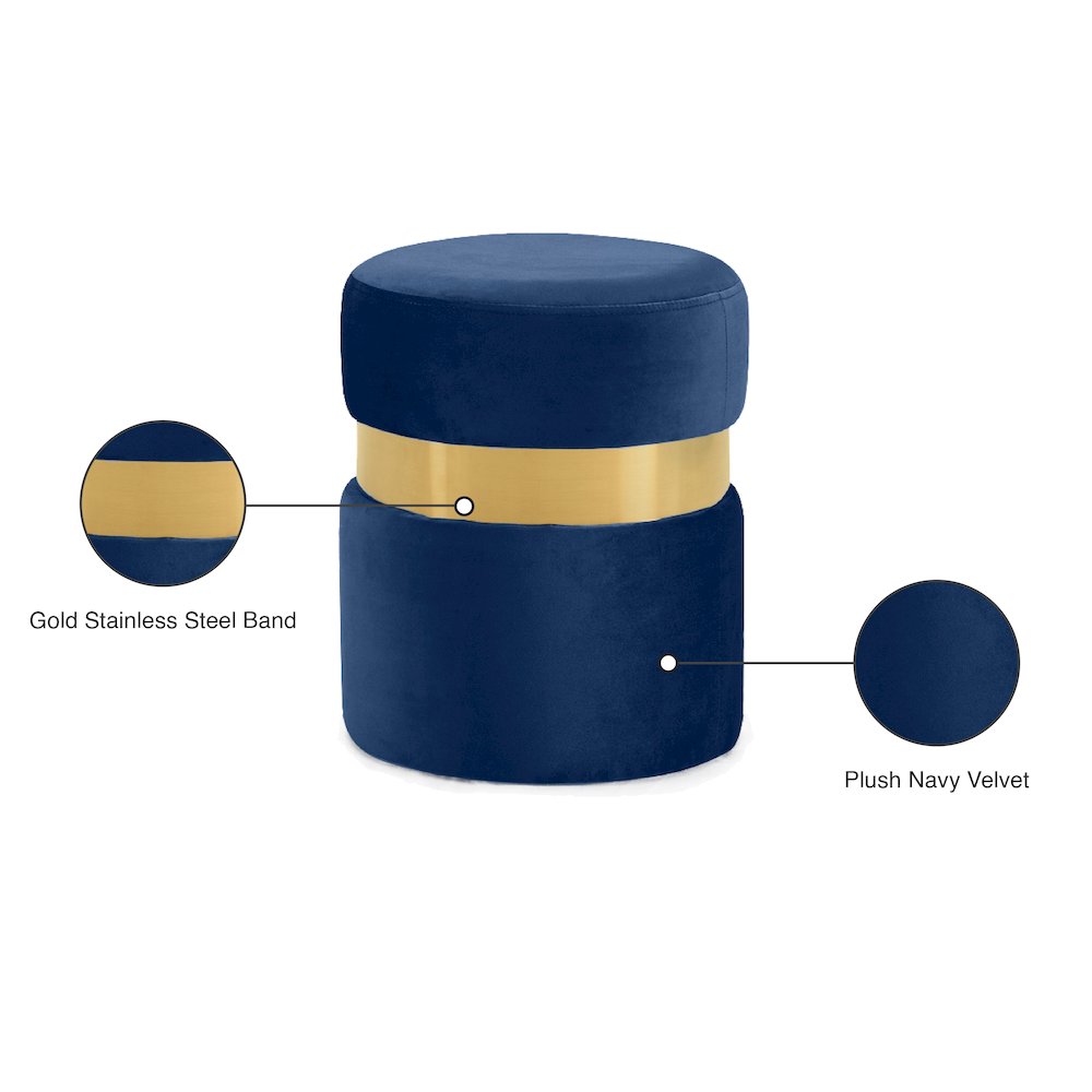 Hailey Navy Velvet Ottoman/Stool. Picture 4