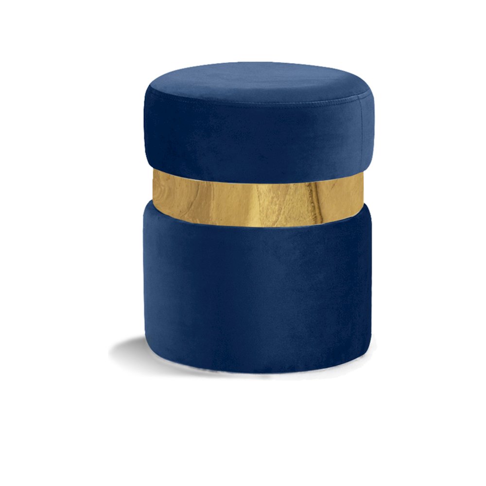 Hailey Navy Velvet Ottoman/Stool. Picture 1