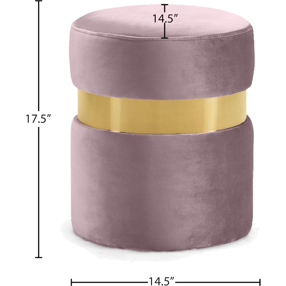 Hailey Pink Velvet Ottoman/Stool. Picture 3