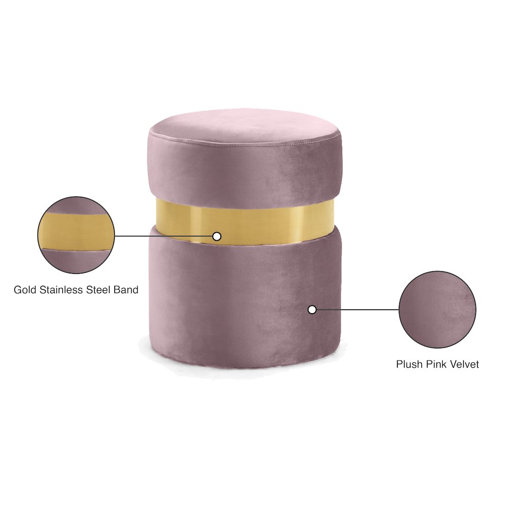 Hailey Pink Velvet Ottoman/Stool. Picture 4