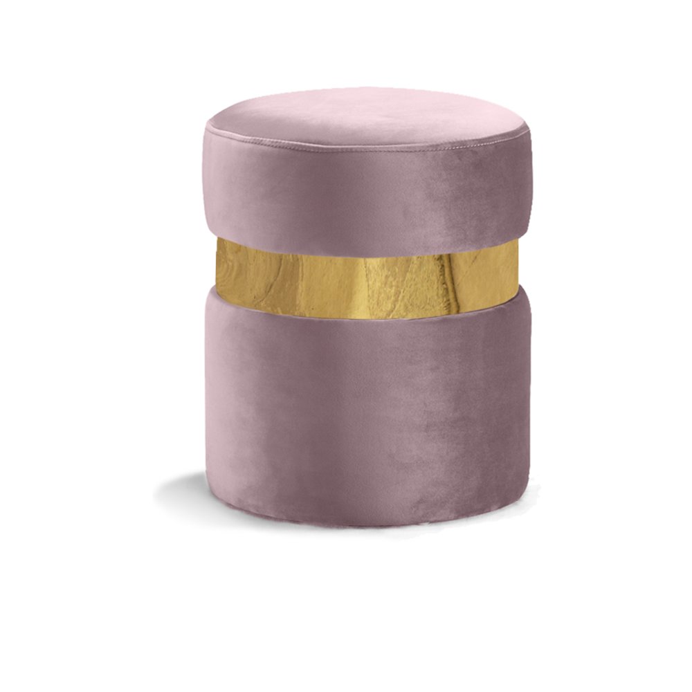 Hailey Pink Velvet Ottoman/Stool. Picture 1