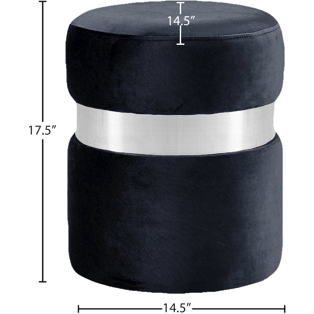 Hailey Black Velvet Ottoman/Stool. Picture 3