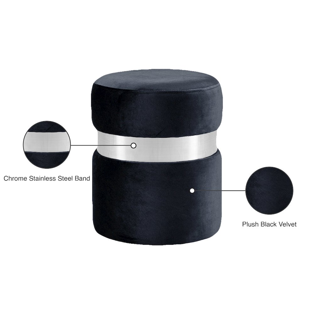 Hailey Black Velvet Ottoman/Stool. Picture 4