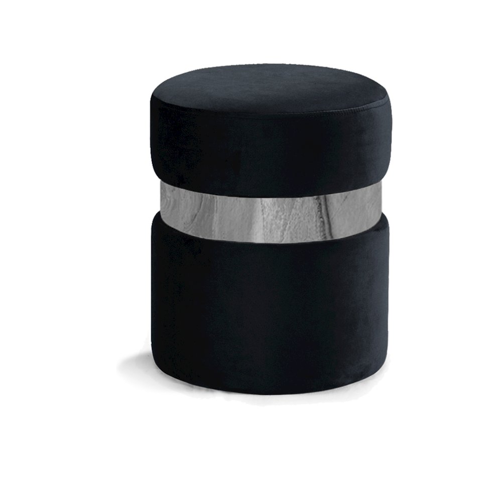 Hailey Black Velvet Ottoman/Stool. Picture 1