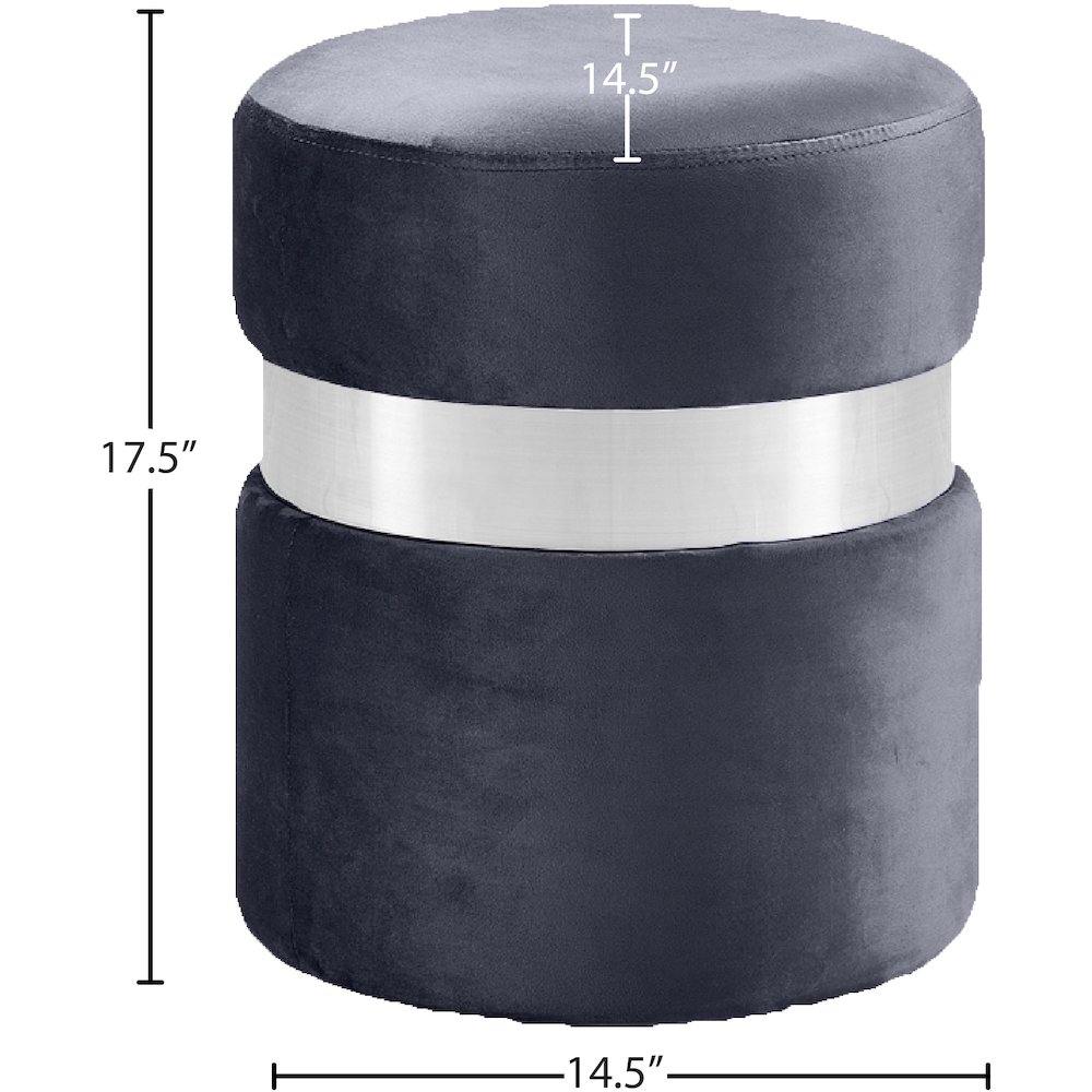 Hailey Grey Velvet Ottoman/Stool. Picture 3