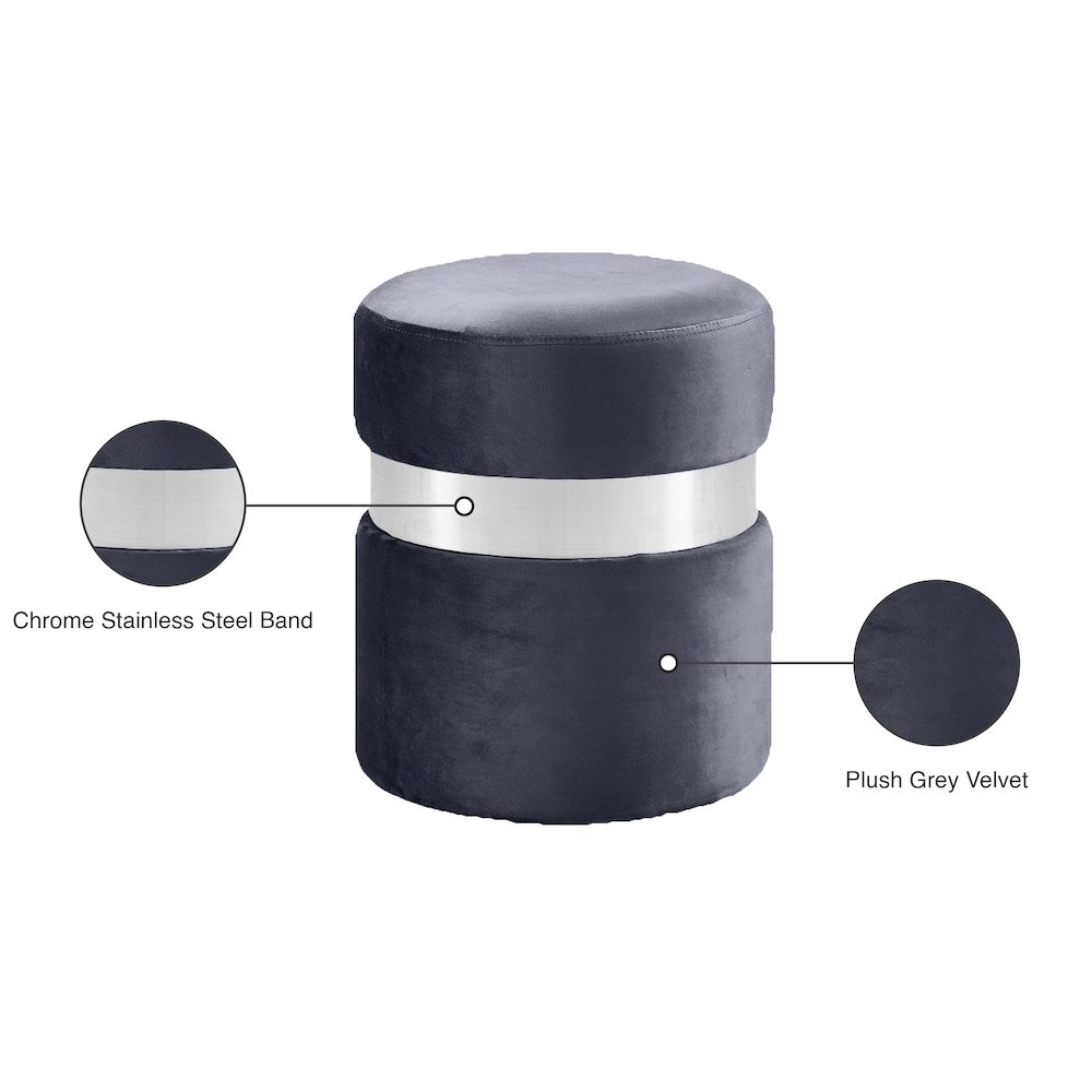 Hailey Grey Velvet Ottoman/Stool. Picture 4