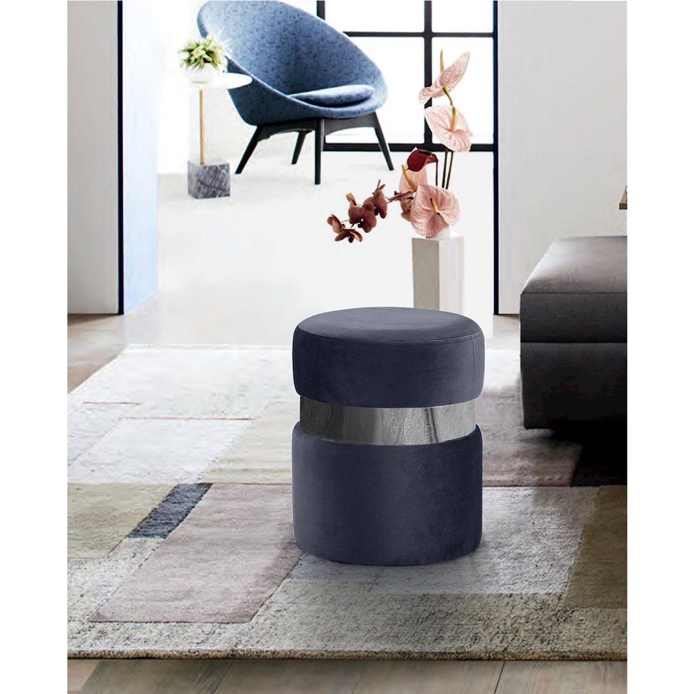 Hailey Grey Velvet Ottoman/Stool. Picture 2