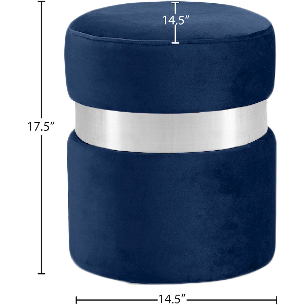 Hailey Navy Velvet Ottoman/Stool. Picture 3