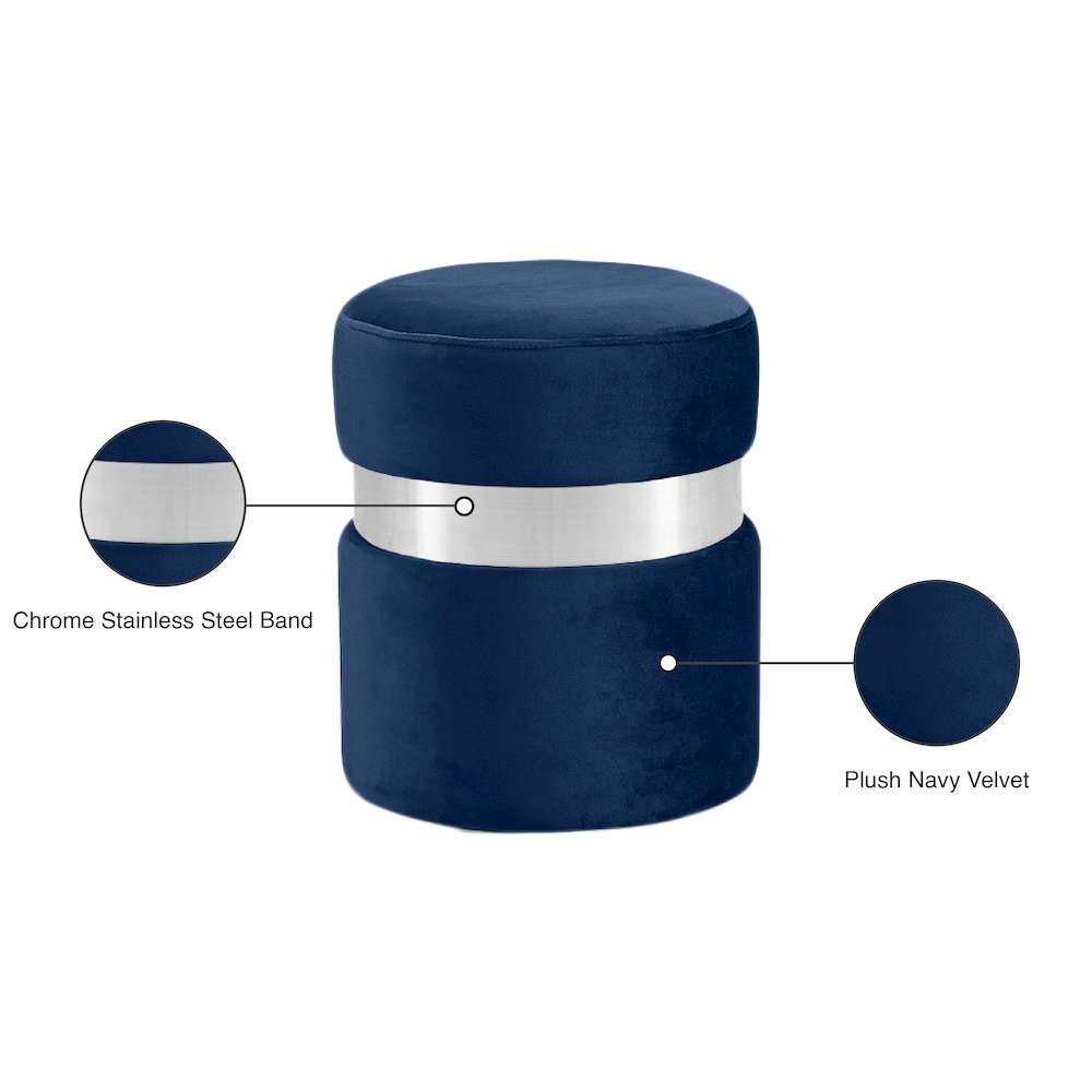 Hailey Navy Velvet Ottoman/Stool. Picture 4
