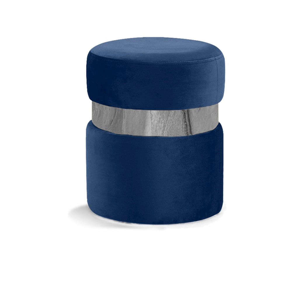 Hailey Navy Velvet Ottoman/Stool. Picture 1