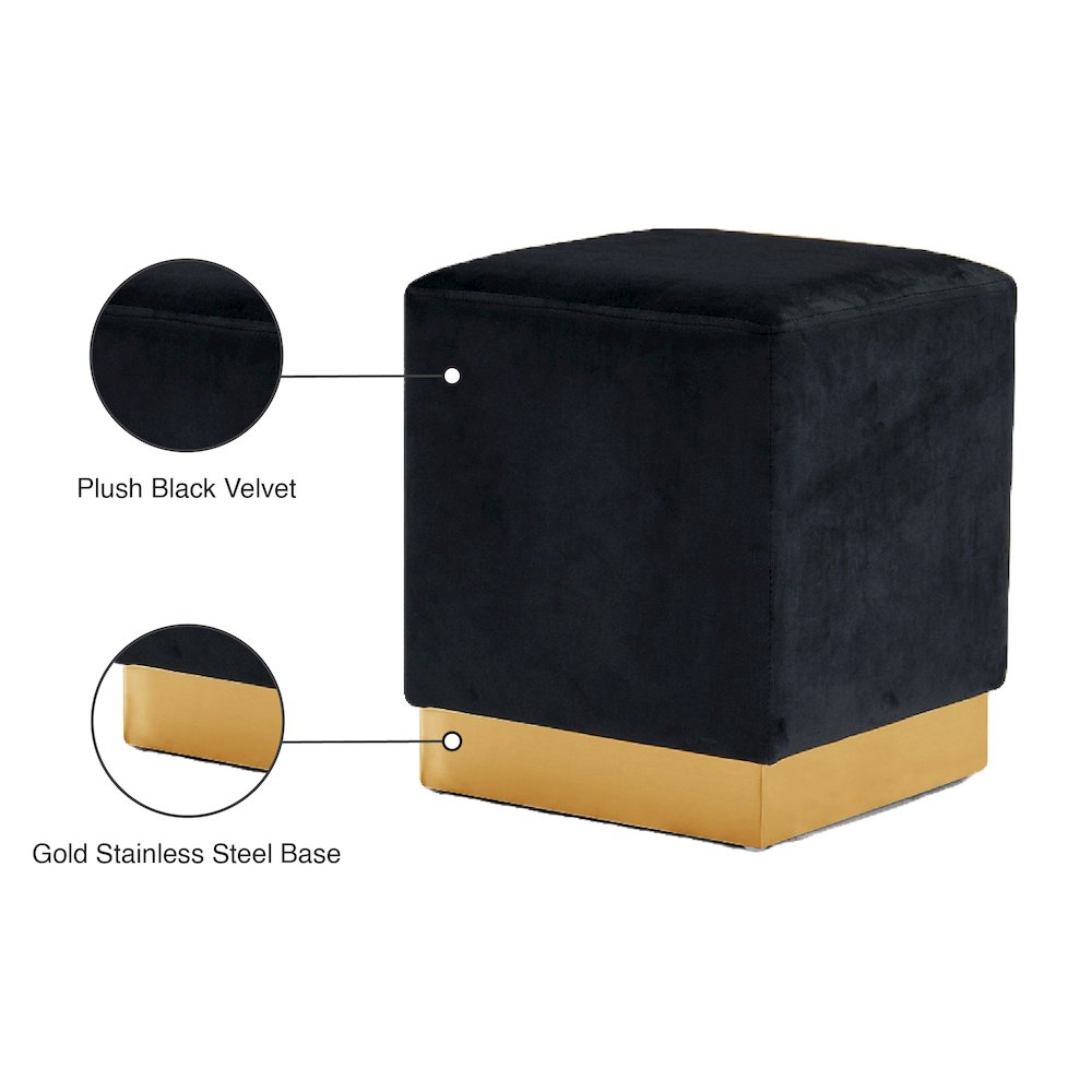 Jax Black Velvet Ottoman/Stool. Picture 4
