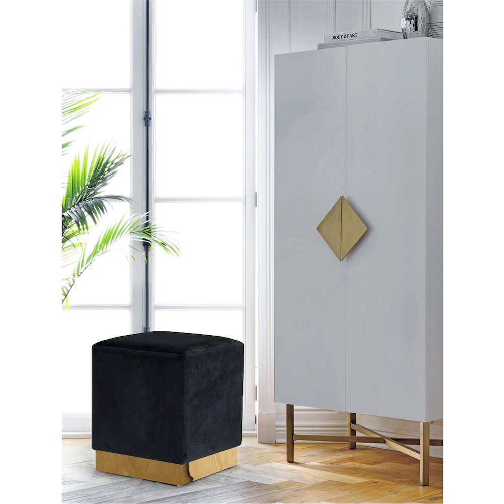 Jax Black Velvet Ottoman/Stool. Picture 2
