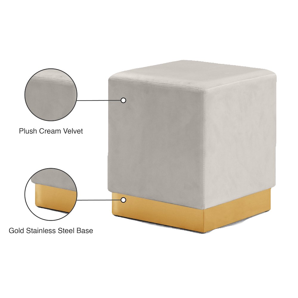 Jax Cream Velvet Ottoman/Stool. Picture 4