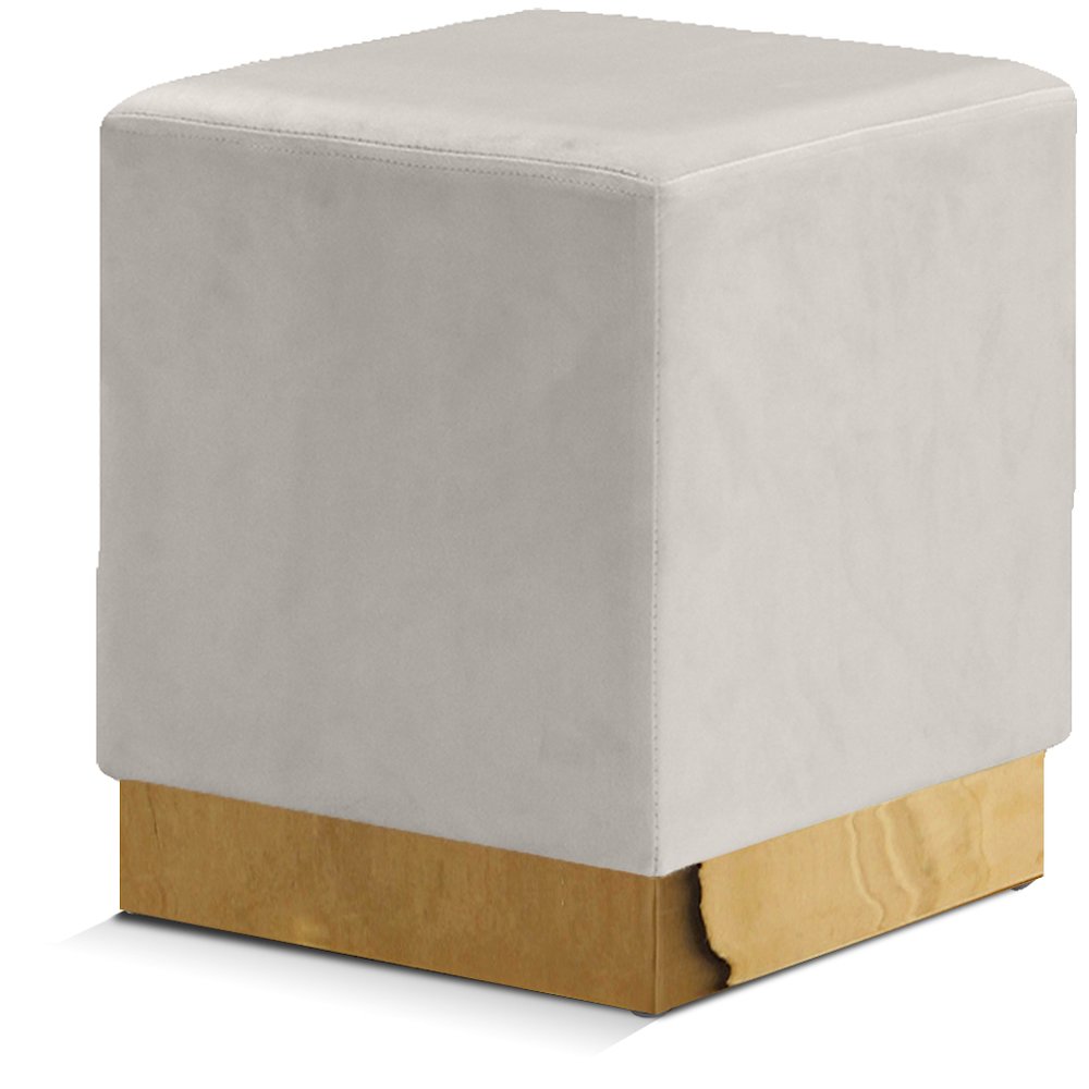Jax Cream Velvet Ottoman/Stool. Picture 1