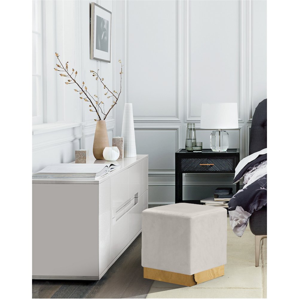Jax Cream Velvet Ottoman/Stool. Picture 2
