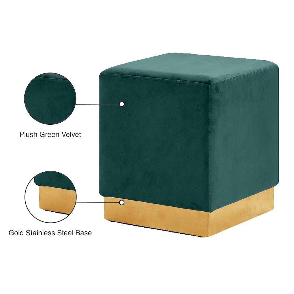 Jax Green Velvet Ottoman/Stool. Picture 4