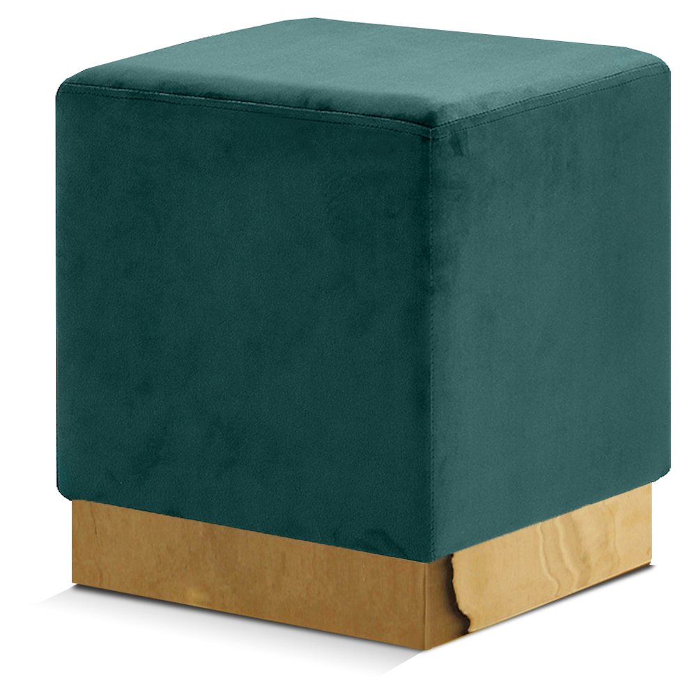 Jax Green Velvet Ottoman/Stool. Picture 1