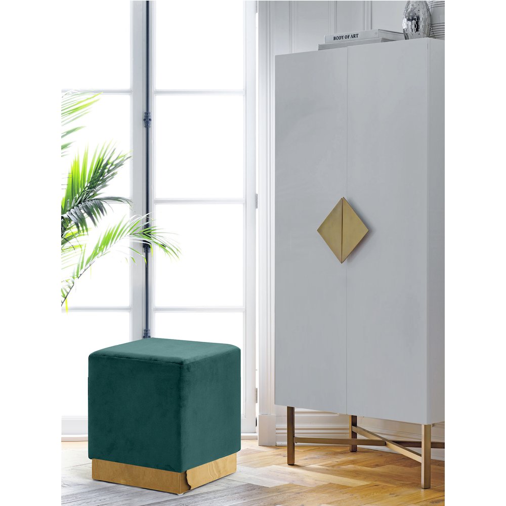 Jax Green Velvet Ottoman/Stool. Picture 2
