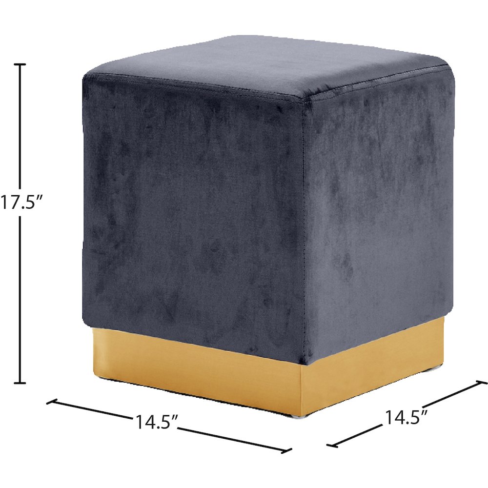Jax Grey Velvet Ottoman/Stool. Picture 3