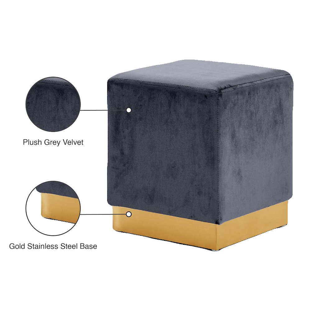 Jax Grey Velvet Ottoman/Stool. Picture 4