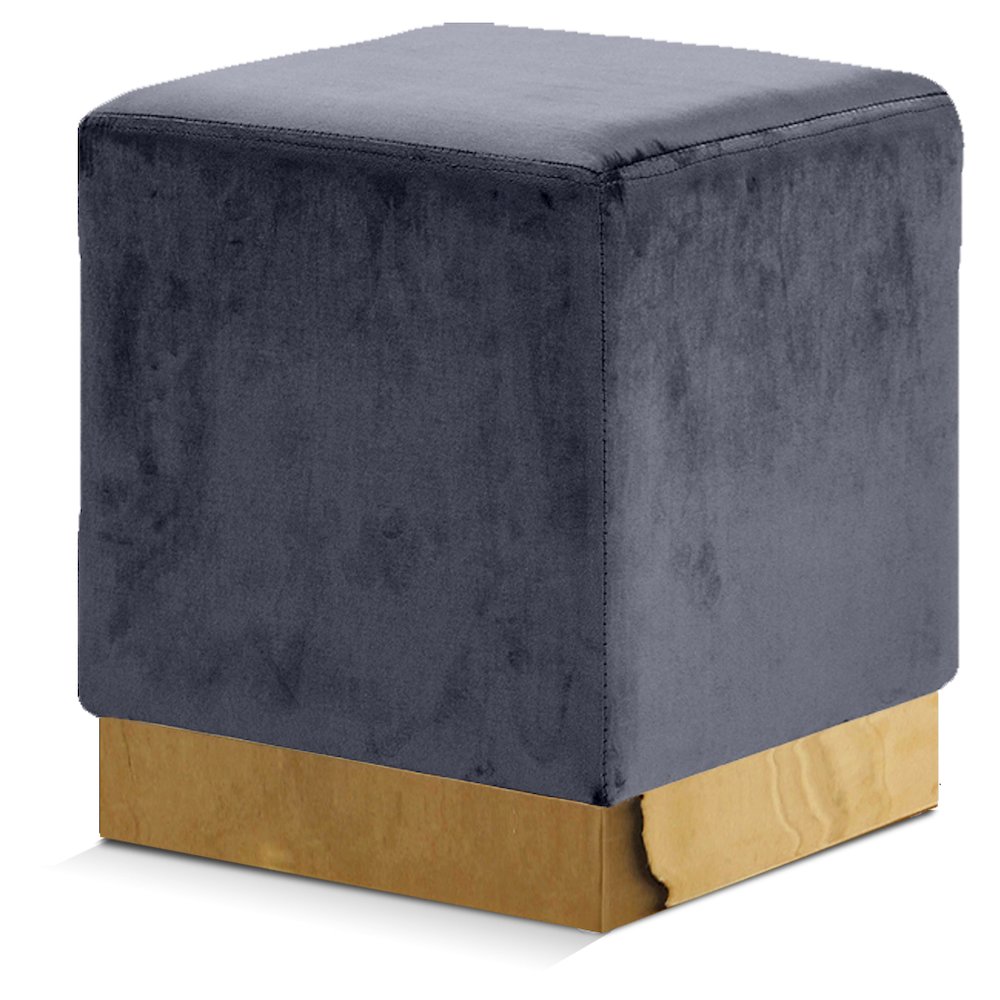 Jax Grey Velvet Ottoman/Stool. Picture 1