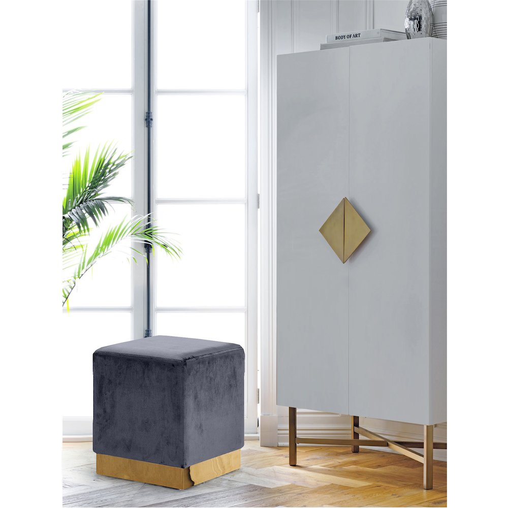 Jax Grey Velvet Ottoman/Stool. Picture 2